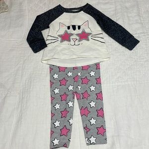 Wonder Nation 2T Superstar Cat Long Sleeve & Pants Set